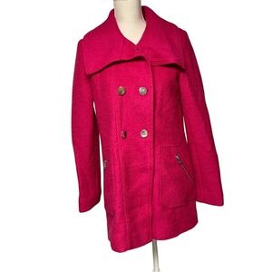 Jessica Simpson Hot Pink Wool Pea Coat Women's Small
